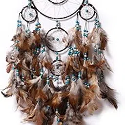 Good Aura Store Dream Catchers for Home Decor, Feather Wall Hangings for Kids Room, Bedroom, Livingroom, Balcony Decorations, Positivity Dreamcatcher,Gift Items (Pack of 1, 18LX77Hcm, Brown)-image-8
