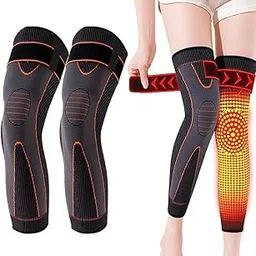 GLITZEN Extra Long Knee Support for Gym, Compression Knee Sleeves for Weightlifting, Squats, Powerlifting – Elastic Knee Brace for Men & Women, Joint Pain Relief & Stability (1 PAIR) (ORANGE & BLACK, M - SIZE)-picture-43