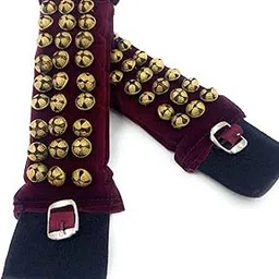 NATYAM Premium Dance Anklets – 3-Line Brass Ghungroo Bells with MAROON VELVET for Bharatanatyam, Kuchipudi, and Indian Classical Dance | Durable Performance Accessory-picture-13
