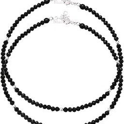 black silver 925 Silver Nazariya Anklet/Payal with 5 Silver Balls for Girls and Women-picture-32