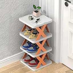 QUEBERS Layer Shoes Stand, Plastic Adjustable Shoe Rack, Folding Shoe Rack, Easy Assembly and Stable in Structure, Corner Storage Cabinet for Saving Space - Multicolor (4 Layer)-picture-47