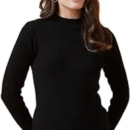 clapton Wool Blend Knitted Pullover Top self Knit Round Neck Sweater for Women image 1