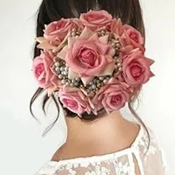 Samyak Beautiful Bridal Big Sized Hair Bun Handmade Juda Bun for Wedding Party Artificial Flowers Based Jumbo Sized Hair Piece Accessory Set Juda Decoration (Baby Pink) image 1