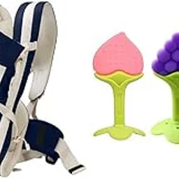 BabyGo Kids 4-in-1 Adjustable Baby Carrier Cum Kangaroo Bag/Honeycomb Texture Baby Carry Sling/Back,BabyGo Silicone BPA Free Natural Organic Nipple Teethers for Newborn Infant, Babies (Pack of 3)-image-8