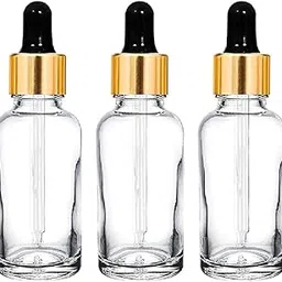 Mkd2 Rise 50 ML Clear/Transparent Round Empty Glass Bottle + Dropper + Gold Ring + Silcon Black Teat (Pack of 3) Refillable, Leak Proof For Essential Oils, Perfumes-picture-18