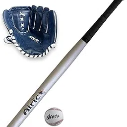 Airic Wooden Basebat with Ball and Premium Gloves Baseball Kit (Silver)-picture-15