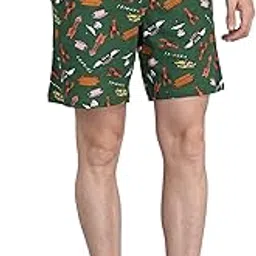 Friends Printed Regular Fit Green Ploycotton Men's Shorts-image-43