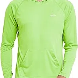 Men's UPF 50+ Sun Protection Hoodie Shirt Long Sleeve SPF Fishing Outdoor UV Shirt Hiking Lightweight, Style 02-fluorescent-green, Large-image-5