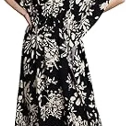 claura Navy Color Floral Women Long Kaftan Nighty Rayon Free Size/Kaftan-picture-15