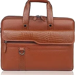 luxvion Genuine Leather office Briefcase, Messanger Bag, Soft Texture, Strong Joints, Quality Zipper, Adjustable Strap, 38 cm-picture-43