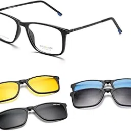 grey jack Magnetic Polarized Clip On Sunglasses for Men Women 4Pcs Rectangle TR90 Frame 6101-picture-54