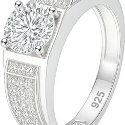 sivlari 925 Sterling Silver Men's Ring| BIS Hallmark| Platinum Plated with CZ Stone| Gift for Husband,Boyfriend,Brother,Wedding & Anniversary-picture-23