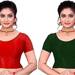 sheandparag Combo of 2 Dobi Short Sleeves 5 Inch Blouse for Women (Pack of 2)-picture-34