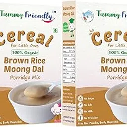 TummyFriendly Foods 100% Organic Sprouted Brown Rice, Moong Dal Porridge Mix | Made of 100% Organic Brown Rice Powder For Little Ones | Excellent Weight Gain Food | 400g, (200g each pack) image 1