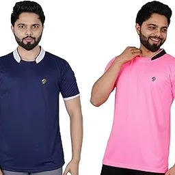 la milano Cotton Blend Round Neck Contrast Design T Shirt for Men Combo of 2 Tshirts-picture-36