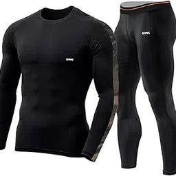 gymific GYMIFICMen's Workout Set Compression Shirt and Pants Top Long Sleeve Sports Tight Base Layer Suit Quick Dry & Moisture-Wicking (Compression Workout Set Combo) image 1