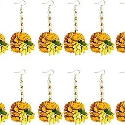 a.kash collection Flower Maang Tikka Set for Wedding | Baby Shower | Shaadi| Haldi | Mehandi | Party in Yellow Colour for Girls and Women, Floral Jewellery/Jewelry Mangtika-picture-23