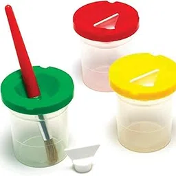 Qatalitic Colourful Non Spill Paint Pots & Lids (Set of 2) for Beginners to Professionals Art & Craft Tool-image-3