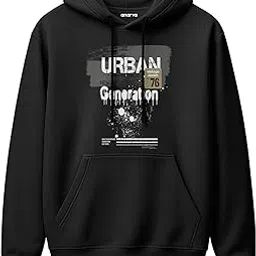 amazon brand - anarva Men’s Cotton Urban Graphic Printed Hoodie | Streetwear Style Soft Fleece Winter Sweatshirt with Hood & Kangaroo Pocket-picture-38