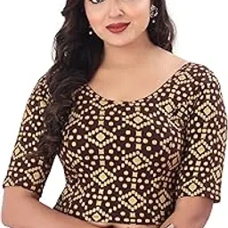 desi girl Round Neck Cotton Saree Ready to Wear Regular Fit Saree Blouse for Women | Stretchable and Stylish Readymade Blouse Perfect for Saree, Lehenga, Skirts, Pants| Elbow Length Sleeves-picture-16