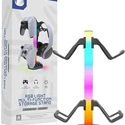 New World RGB Headset Stand, Gaming Controller Stand with 2 USB Charging Ports,10 Light Modes Headset Holder PC / PS5 / Xbox Gaming Accessories, Suitable for All Headset Black-image-37