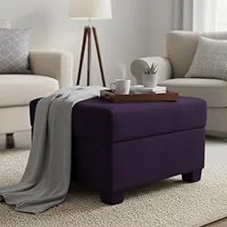 Premium Fabric Ottoman Stool for Living Room | Multipurpose Foot Rest | Seating Pouffe for Bedroom & Office | Purple Color | Size: 24 x 18.5 x 16.5 Inches-image-34