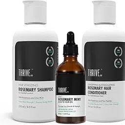 ThriveCo Rosemary Hair Essentials Kit: Shampoo (250 ml), Conditioner (250 ml) & Rosemary Mint Hair Oil (50 ml)-image-0