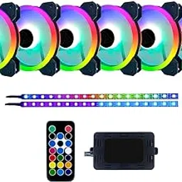 Apevia TL612L2S-RGB Twilight 120mm Silent Dual Ring RGB Color Changing LED Fan with Remote Control, 28x LED & 8X Rubber Pad with 2 LED Strips (6+2 Pack)-picture-22