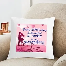 Every Love Story is Beautiful But Ours is My Favourite Printed Cushion 12X12 Pillow Cover with Filler- Best Love Gift Idea-picture-37