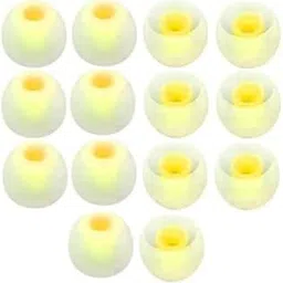 REDWIND Premium Silicone Rubber Earpads Tips 14-Caps, Earplugs Eartips for Earphones and Bluetooth Earphones Earbuds Size: Medium (Yellow White 14pcs)-picture-55