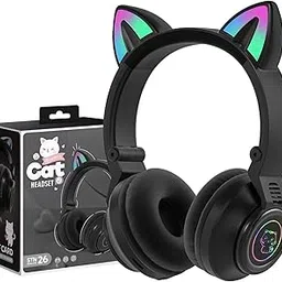 YUSONIC Cat Ear Bluetooth Headphones,Toddlers Kids Wireless Headphones for Boys Girls Amazon Fire Tablet/Laptop/Pad/School (Black)-picture-13