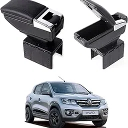 Oshotto PU Leather AR-01 Car Armrest Console Box Compatible with Renault Kwid - Black-image-35