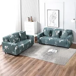 HOKIPO Printed 5 Seater Fully Covered Sofa Cover in 3 Seater and 2 Seater Configuration, Smokey Grey (AR-4094-D16 + AR-4095-D16)-picture-19