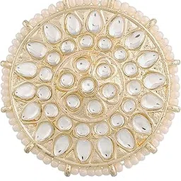 i jewels 18k Gold Plated Traditional Kundan & Pearl Studded Adjustable Finger Ring for Women (FL209) image 1
