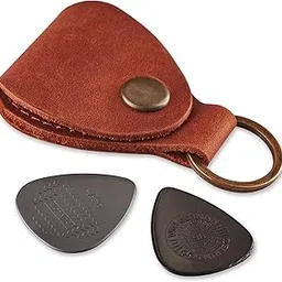 Leather Guitar Pick Holder Keychain, Guitar Pick Holder Case Bag, Plectrum Key Fob Cases Bag, Gift for Guitar Players (Cognac)-picture-40