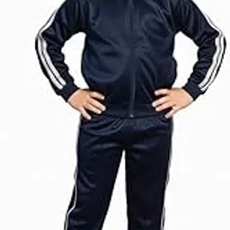 black cool Kids Boys Tracksuit Set | Full Sleeve Zip-Up Jacket & Track Pant Combo | Sportswear for Running, School & Casual Wear | Superpoly Fabric (IN, Age, 7 Years, 8 Years, Regular, NAVY)-image-0