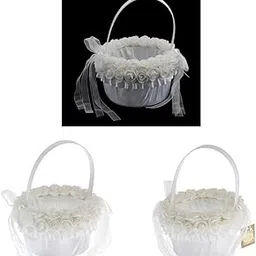 MERISHOPP® 2xElegant Lace Ribbon Sweet Romance Wedding Flower Basket Flower Girl Basket|Home & Garden | Wedding Supplies | Ring Pillows & Flower Baskets-picture-27