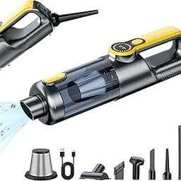 VIPDIGI Handheld Vacuum Cordless, Car Vacuum Portable Cordless 6000mAh Dust Busters Rechargeable Brushless Motor 18000Pa Strong Suction, Portable Vacuum for Car Home with 5 Accessories, Yellow-picture-18