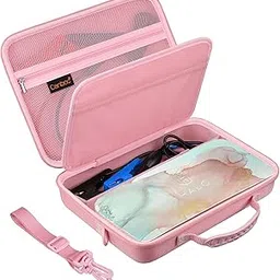 Canboc Case for Halo Bolt Ultimate 2.0 3.0/ Halo Bolt Ultimate 55500/ Halo Bolt Air+ 1750 Portable Vehicle Jump Starter, Mesh Pocket fit Jump Cable, AC Outlet, Charger, with Shoulder Strap, Pink-picture-49