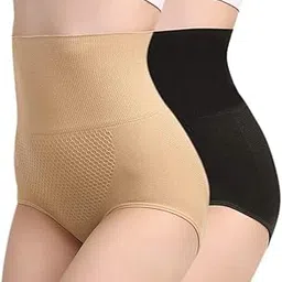 morsira High Waist Body Shaper Briefs for Women | Tummy Tucker Shapewear Panty for Women (Cream + Black)-picture-14
