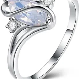 Rings for Women Silver Ring Olivia Man-Made Opal Invisible Setting Rhodium Plated Ring for Women and Girls.-image-64