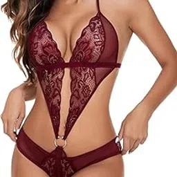 Stylbase Bikini Net Regular Fit Women Sexy Lace Teddy Lingerie Set | Halter Neck Design Comfortable, Lightweight String Bikini Set for Women Beach Wear (Color May Vary)-image-19