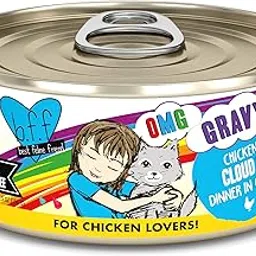 Weruva B.F.F. OMG Best Feline Friend Oh My Gravy!, Chicken Cloud 9 with Chicken in Sauce, 5.5 Ounce Can (Pack of 8)-picture-26