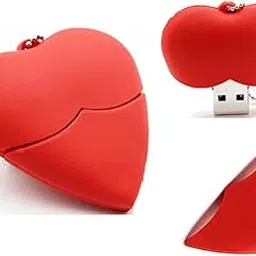 SippyTales ~128GB, Heart Shaped USB Flash Drive, Red Silicone, Novelty Design, Portable Data Storage Device with Keychain-image-2