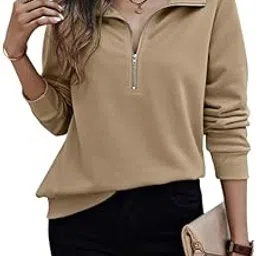 shaira fashion Women's Quarter Zip Pullover Sweater, Casual Long Sleeve Knit Top I Warm Fleece Zip Up Sweatshirt Hoodie for Women-picture-11