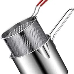 KAVISHA 1.2 Liter Stainless Steel Deep Fryer Pot Pan with Universal Deep Bakset for Home Fries Kitchen Camping (Silver, Pack of 1)-picture-40