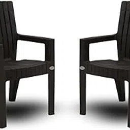Oaknest Supreme Olympia High-Back Plastic Armchair | Ergonomical Slatted Design | Weather Resistant PP for Indoor and Outdoor Use | 150 Kg Load Capacity | Wenge - Set of 2-picture-23