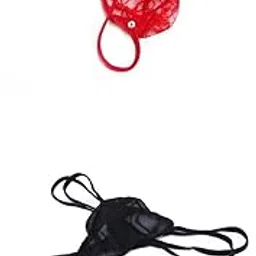 ZOOMELLA Mens Black Double Strap T-back Thong +Red G-string Lace Pouch Jockstrap|Underwear| Underwear-picture-34