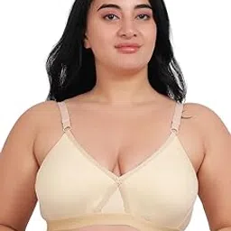 fabme Women's Cotton Seamless Non-Padded Non-Wired Bra, Cross Belt, Heavy Support, Double Layer Cups, Broad Elastic Bra-picture-32