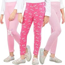 Real Basics Girls Cotton Printed Non-Transparent Regular Fit Ankle Length Leggings (3 Leggings Set)-picture-21